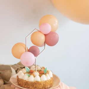 TOPPER TARTA GLOBOS ROSA