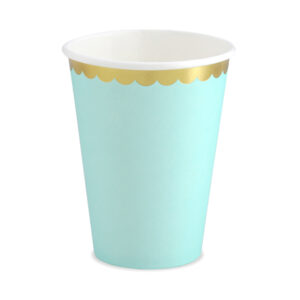 Vaso verde agua borde dorado - 6ud