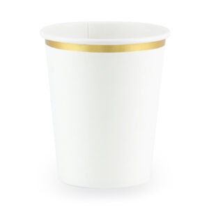 VASO BLANCO BORDE DORADO -6UD