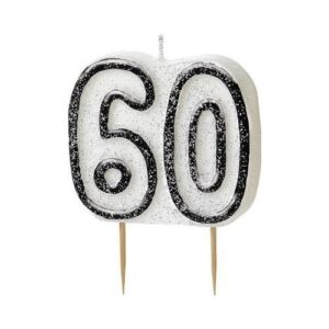 Vela 60 negro y purpurina