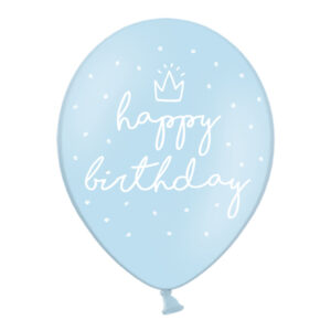 Globos Happy Birthday azul claro con helio - 5ud