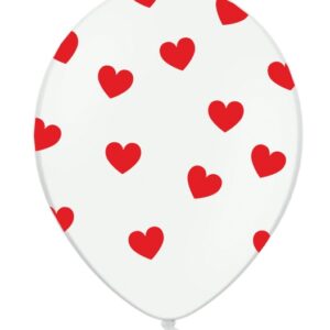 GLOBO CORAZONES ROJOS CON FONDO BLANCO - 5ud