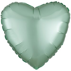 GLOBO CORAZÓN PEQUEÑO VERDE MENTA SATIN CON HELIO