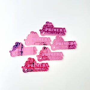 ETIQUETAS MI PRIMERA COMUNIÓN ROSA- 6ud