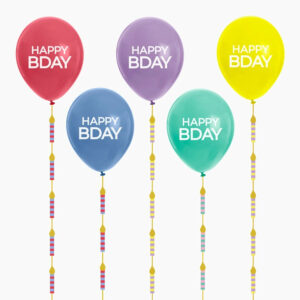 GLOBOS HB TIRAS VELAS CON HELIO - 5ud